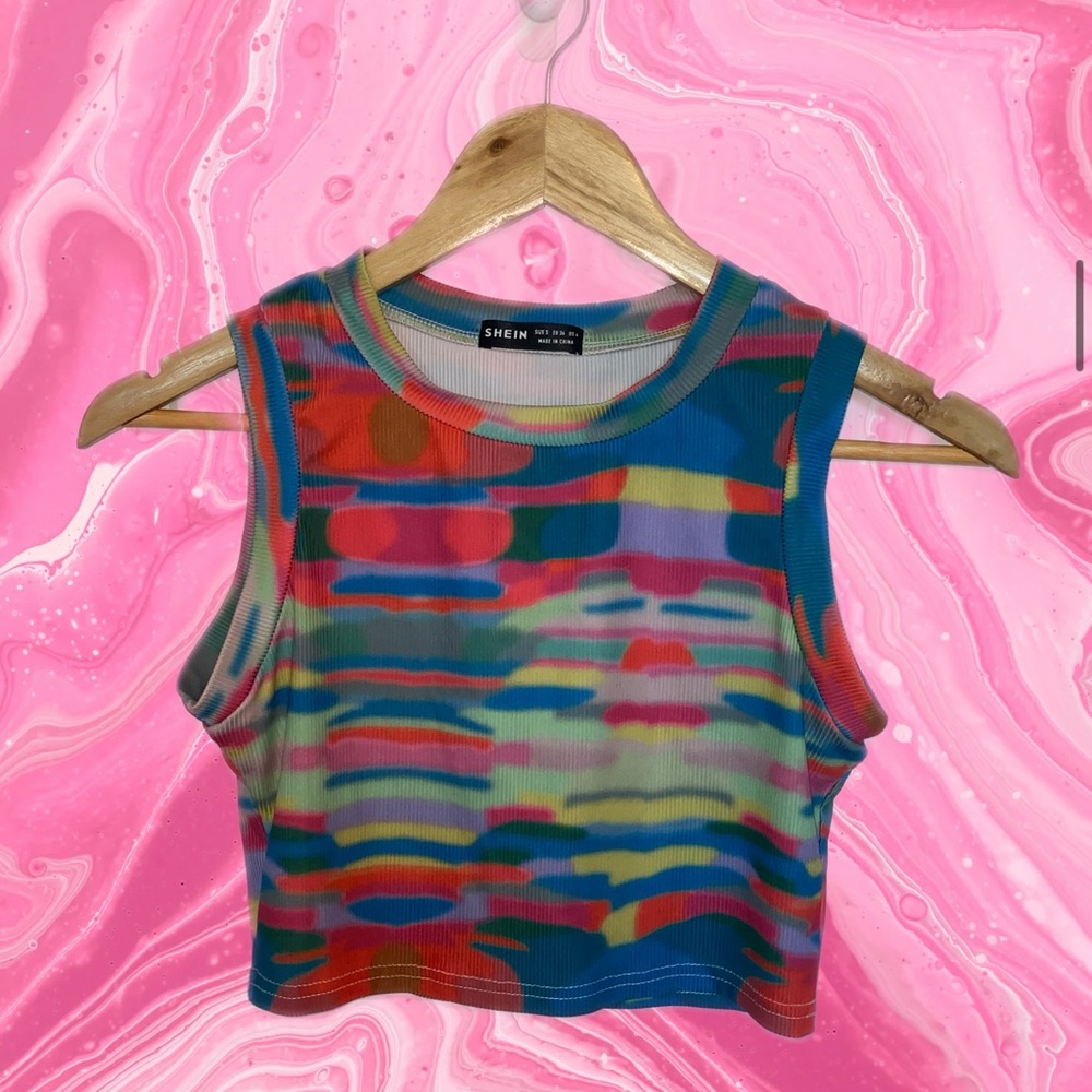 Color block cropped tank top